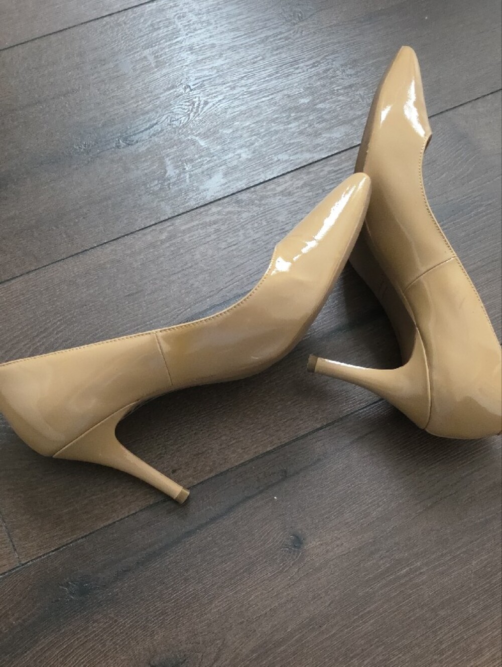 Cole Haan Beige Patent Leather Pointed-Toe Pumps - Picture 8 of 9